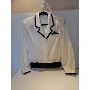 Vintage 70s laura and jayne womens Blouse black and white euc size 12